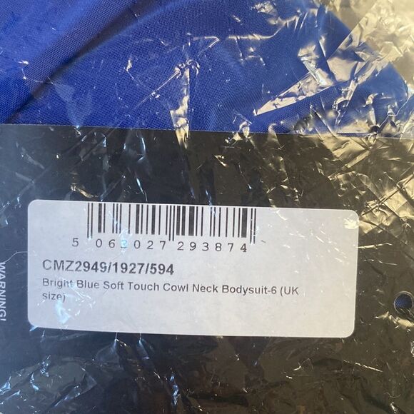 Pretty Little Things Bright Blue Soft Touch Cowl Neck Bodysuit 2 NWT in packag - Picture 7 of 7